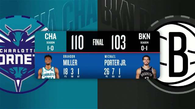 10月22日NBA常规赛 黄蜂 – 篮网 全场录像【全场录像+集锦】